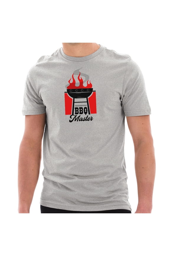 Big Size BBQ Master Graphic Design Unisex Short Sleeve Cotton Jersey T-Shirt - Heather Grey 2XL
