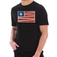 thumbnail image 1 of Big Size Baseball American Flag Graphic Design Combed Cotton Short Sleeve T-shirt - Black 2XL, 1 of 4