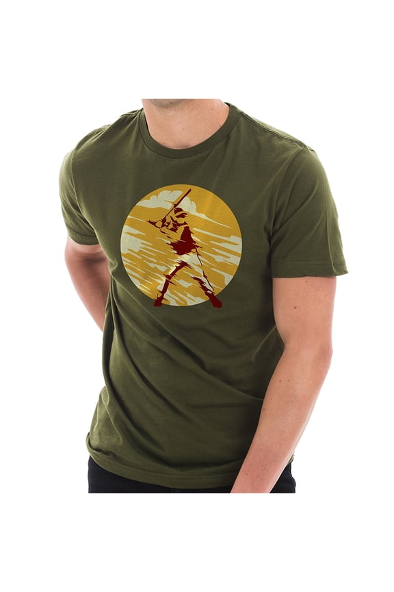 Big Size Baseball Batter Stylized Graphic Design Lane Seven Ring Spun Combed Cotton Short Sleeve Deluxe Jersey T-Shirt - Army Green 3XL