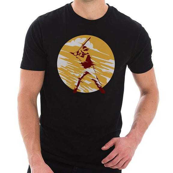 Big Size Baseball Batter Stylized Graphic Design Lane Seven Ring Spun Combed Cotton Short Sleeve Deluxe Jersey T-Shirt - Black 3XL