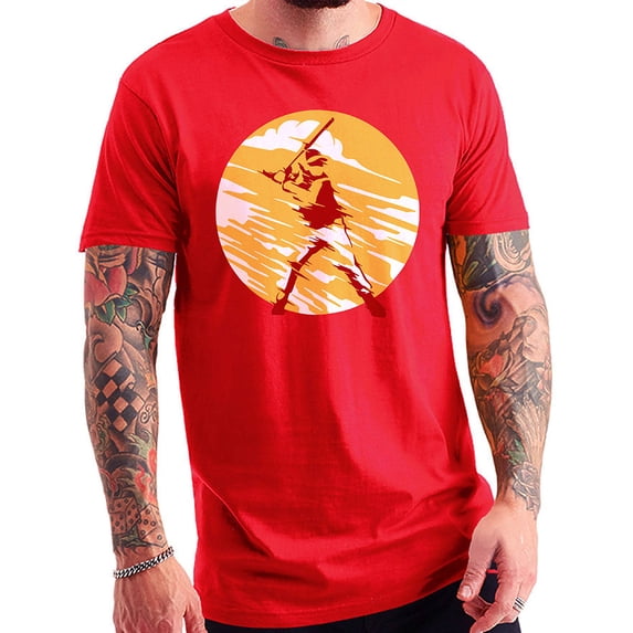 Big Size Baseball Batter Stylized Graphic Design Lane Seven Ring Spun Combed Cotton Short Sleeve Deluxe Jersey T-Shirt - Red 3XL
