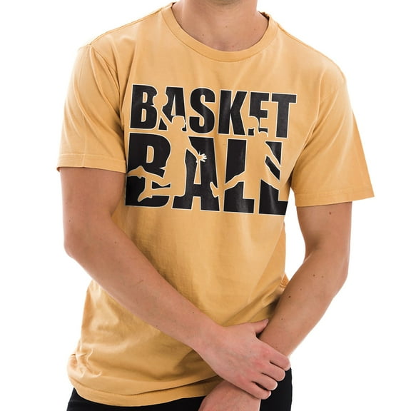 Big Size Basketball Word Silhouettes Unisex Lane Seven Ring Spun Cotton Vintage Short Sleeve Crewneck Tee Shirt - Vintage Mustard 2XL