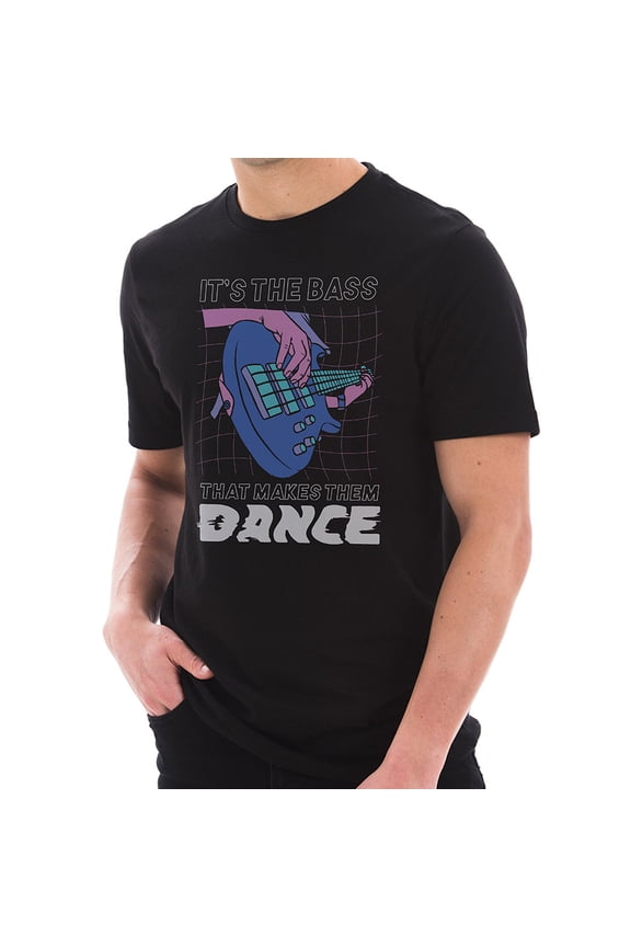 Big Size Bass Makes Them Dance Graphic Design Deluxe Jersey T-Shirt - Black XL