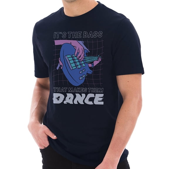 Big Size Bass Makes Them Dance Graphic Design Deluxe Jersey T-Shirt - Navy 3XL