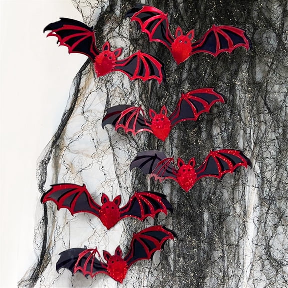 Big Size Bat Wall Decor Stickers, 12 Pcs Indoor Large Bats Halloween Decorations, DIY 3D Gothic Bats Decor, PVC Bat Stickers for Gothic House, Summer Halloween Party Scene Decals Decoration