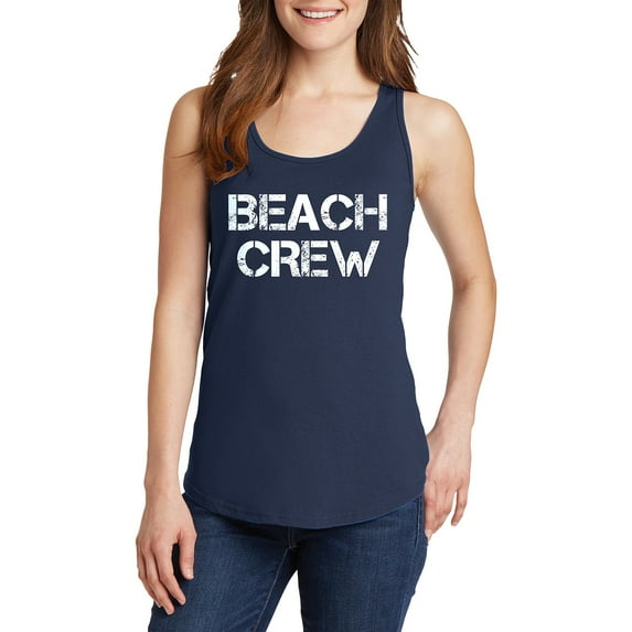 Big Size Beach Crew Ladies Core Cotton Tank Top - Navy 4XL