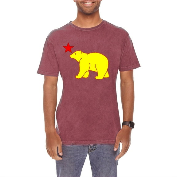 Big Size Bear and Star California Graphic Design Vintage Crewneck Tee - Vintage Brick XL