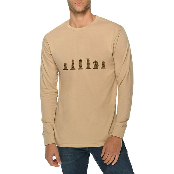 Big Size Black Chess Piece Graphic Long Sleeve Crewneck Tee - Mushroom XL