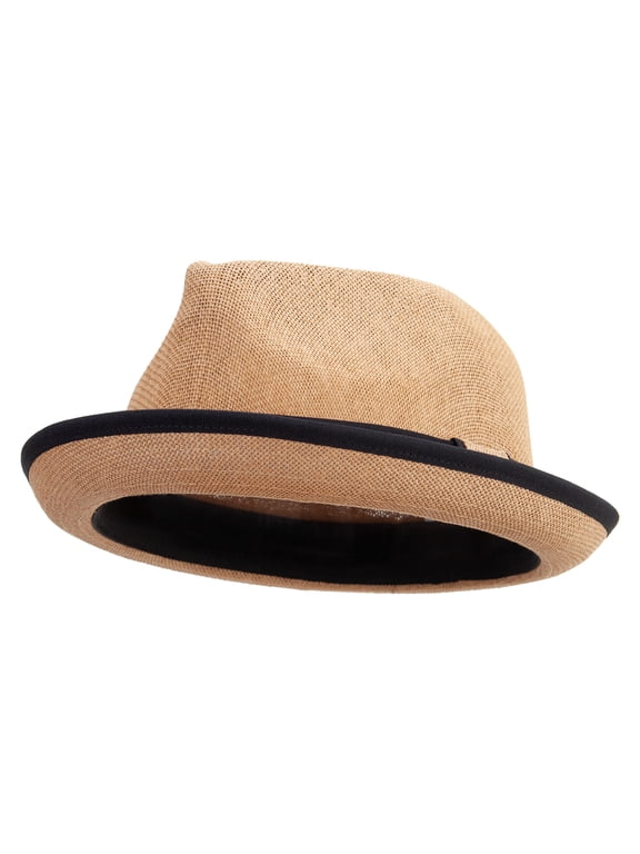 Big Size Blocked Upbrim Fedora - Tan 2XL-3XL