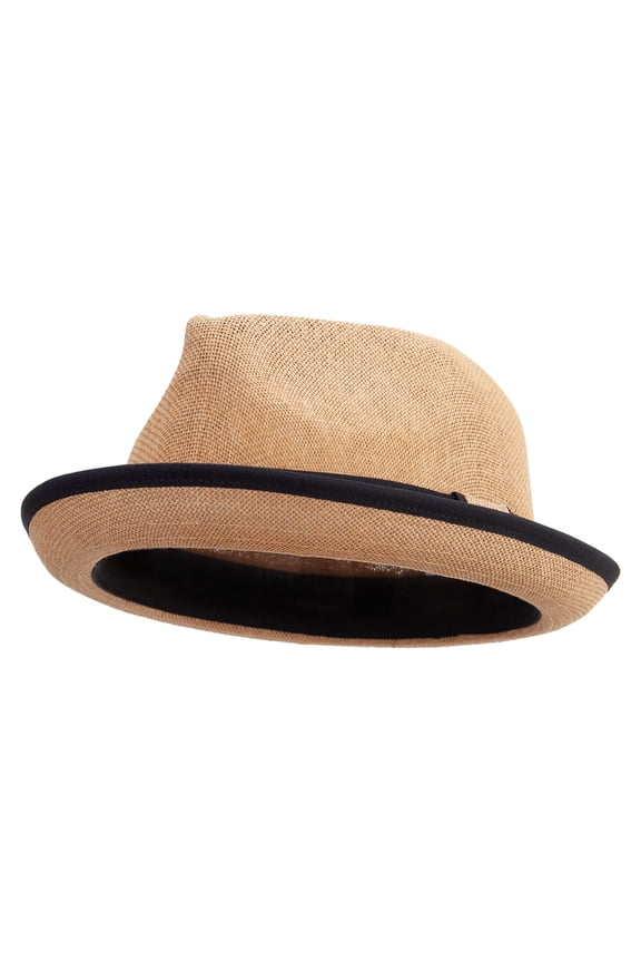 Big Size Blocked Upbrim Fedora - Tan XL-2XL
