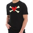 thumbnail image 1 of Big Size Bones and Scribbled Heart Graphic Design Short Sleeve Cotton Jersey T-Shirt - Black XL, 1 of 4
