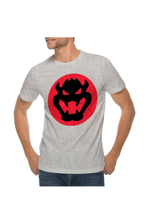 Big Size Bowser Face Graphic Design Deluxe Jersey T-Shirt - Heather Grey XL