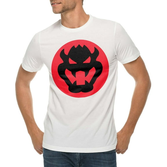 Big Size Bowser Face Graphic Design Deluxe Jersey T-Shirt - White 3XL