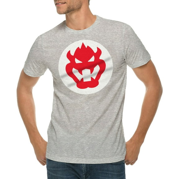 Big Size Bowser Logo Graphic Design Lane Seven Ring Spun Jersey Cotton Short Sleeve Premium T-Shirt - Heather Grey XL