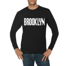 Big Size Brooklyn Spellout Graphic Long Sleeve Crewneck Tee - Black 2XL