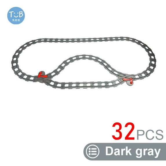 Big Size Building Block Train Tracks Traffic Straight Track Rail Bridge DuploLG Accessories Bricks Educate Toys For Children Gif