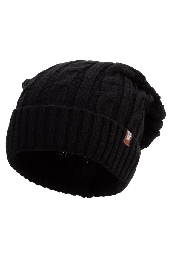 Big Size Cable Beanie - Black OSFM