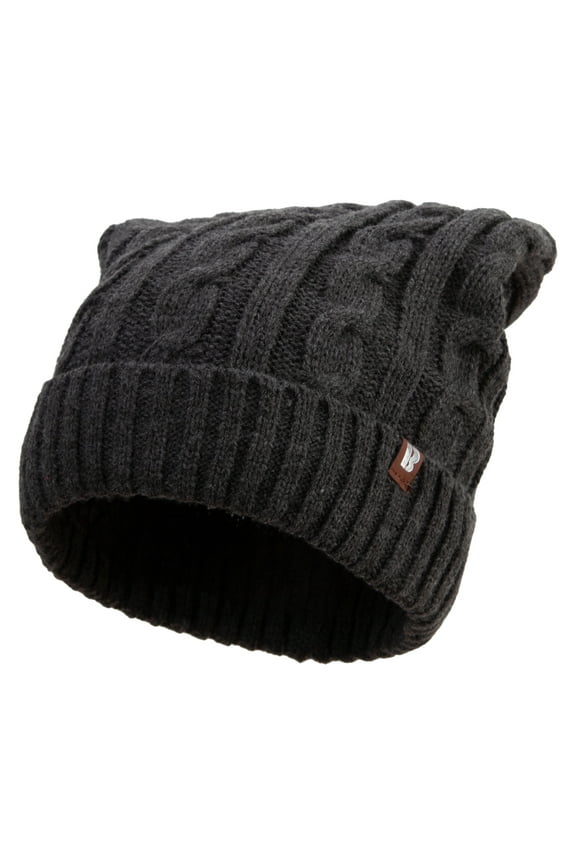Big Size Cable Beanie - Charcoal OSFM