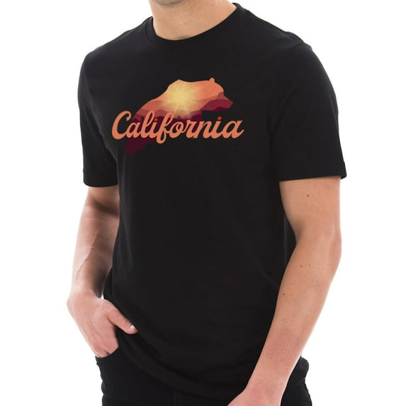 Big Size California Bear Graphic Design Short Sleeve Cotton Jersey T-Shirt - Black XL