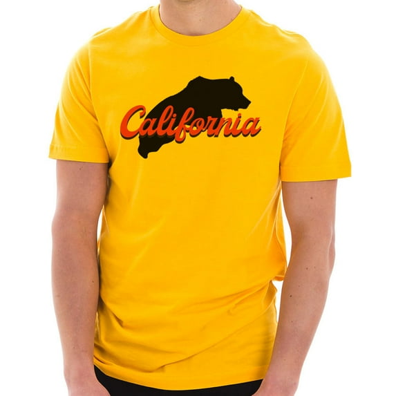 Big Size California Bear Graphic Design Short Sleeve Cotton Jersey T-Shirt - Taxi Gold 3XL