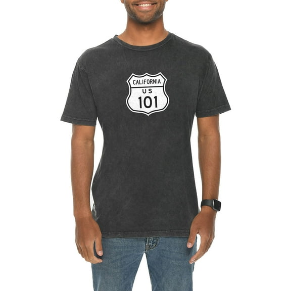 Big Size California US 101 Graphic Design Vintage Crewneck Tee - Vintage Black 3XL