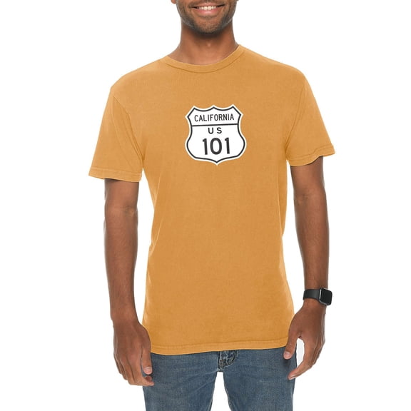 Big Size California US 101 Graphic Design Vintage Crewneck Tee - Vintage Mustard 2XL