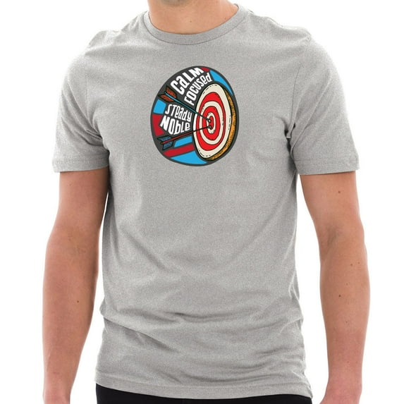 Big Size Calm and Focused Archery Graphic Design Short Sleeve Cotton Jersey T-Shirt - Heather Grey XL