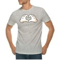 thumbnail image 1 of Big Size Cartoon Love Hands Graphic Design Deluxe Jersey T-Shirt - Heather Grey 3XL, 1 of 4