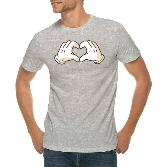 Big Size Cartoon Love Hands Graphic Design Deluxe Jersey T-Shirt - Heather Grey 3XL