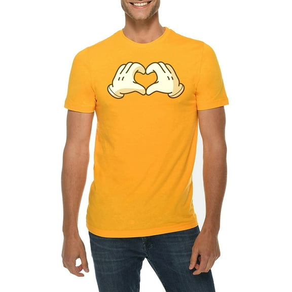 Big Size Cartoon Love Hands Graphic Design Deluxe Jersey T-Shirt - Taxi Gold XL