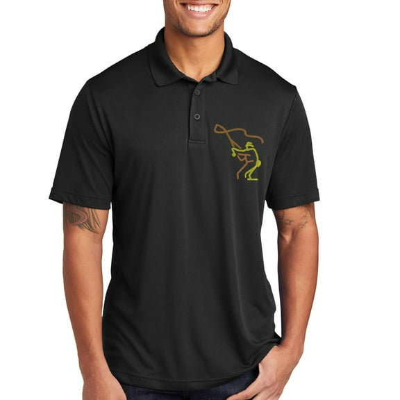 Big Size Cast and Catch Graphic Design PosiCharge Competitor Polo Tee Shirt - Black 2XL