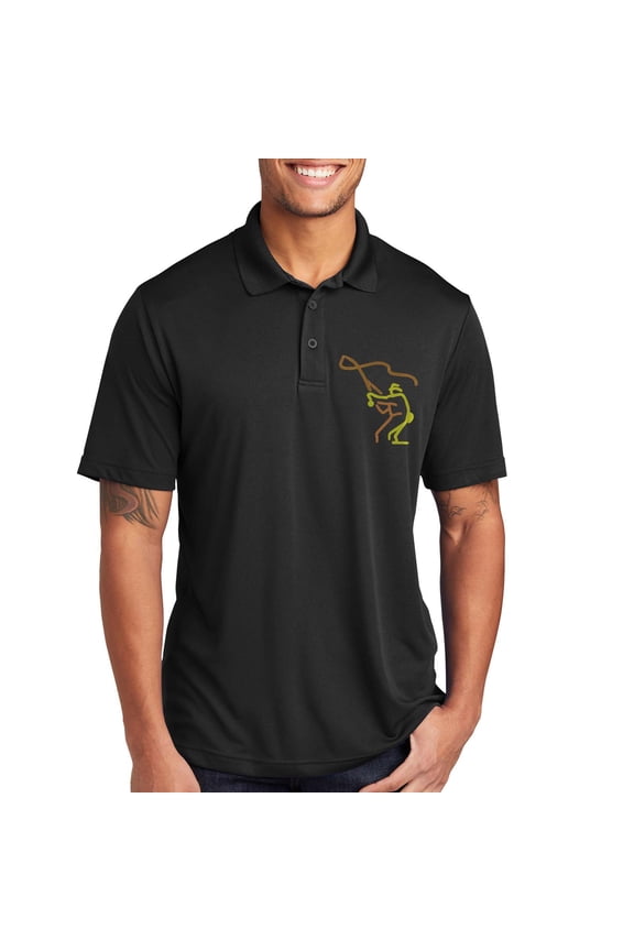 Big Size Cast and Catch Graphic Design PosiCharge Competitor Polo Tee Shirt - Black 2XL