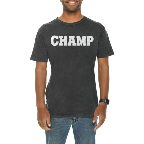 Big Size Champ Graphic Design Vintage Crewneck Tee - Vintage Black 2XL