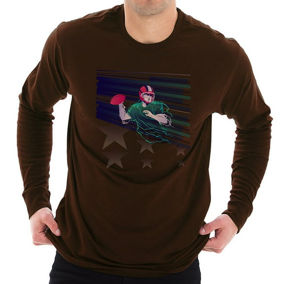 Big Size Charged Up Quarterback Graphic Design Unisex Lane Seven Ring Spun Cotton Premium Long Sleeve T-shirt - Chestnut 2XL