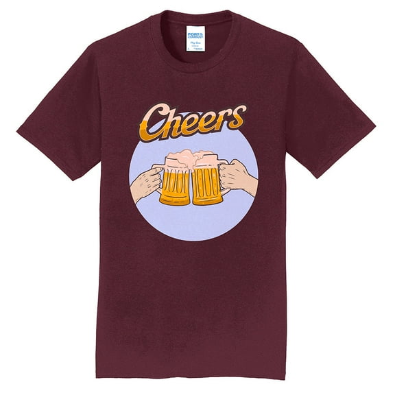 Big Size Cheers Beers Graphic Design Men's Big Size Port & Company Fan Favorite Crew Neck Tee Shirt - Athletic Maroon 5XL