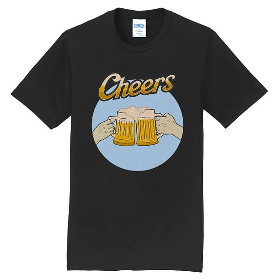Big Size Cheers Beers Graphic Design Men's Big Size Port & Company Fan Favorite Crew Neck Tee Shirt - Jet Black XL