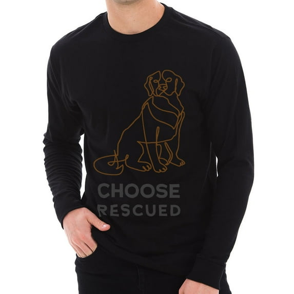 Big Size Choose Rescued Ring Spun Cotton Premium Long Sleeve Graphic Shirt - Black 3XL