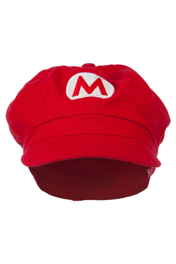 Big Size Circle Mario Luigi Wario Waluigi Embroidered Cotton Newsboy Cap - Red XL-2XL
