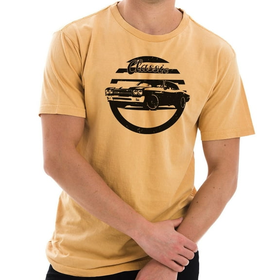 Big Size Classic Muscle Car Designed Unisex Cotton Vintage Short Sleeve T-Shirt - Vintage Mustard XL