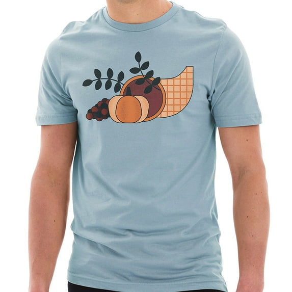 Big Size Cornacopia Graphic Design Unisex Ring Spun Combed Cotton Short Sleeve Deluxe Jersey T-Shirt - Blue Mist 2XL