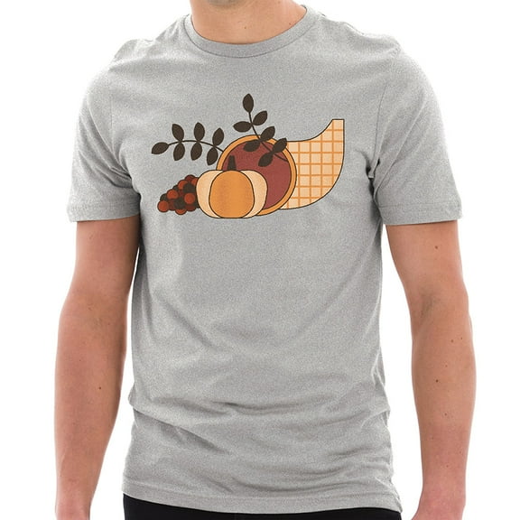 Big Size Cornacopia Graphic Design Unisex Ring Spun Combed Cotton Short Sleeve Deluxe Jersey T-Shirt - Heather Grey XL