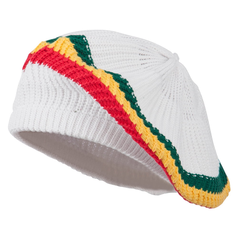 Big Size Cotton Rasta Tam Beret - White RGY XL-3XL - Walmart.com