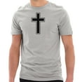 thumbnail image 1 of Big Size Cross Symbol Graphic Design Unisex Short Sleeve Cotton Jersey T-Shirt - Heather Grey XL, 1 of 4