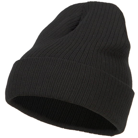 Big Size Cuff Long Beanie - Black XL-3XL