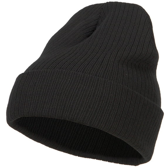 Big Size Cuff Long Beanie - Black XL-3XL