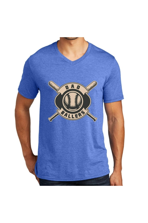 Big Size Dad of Ballers Men's Big Size District Perfect Tri V-Neck T-Shirt - Royal Frost XL