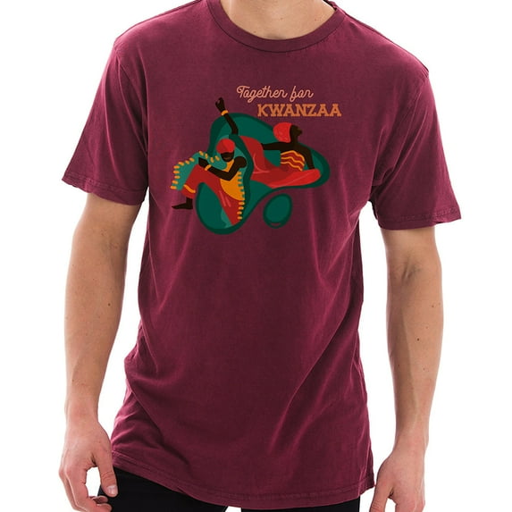 Big Size Dancing Together For Kwanzaa Graphic Design Unisex Ring Spun Cotton Vintage Short Sleeve Crewneck Tee Shirt - Vintage Brick XL