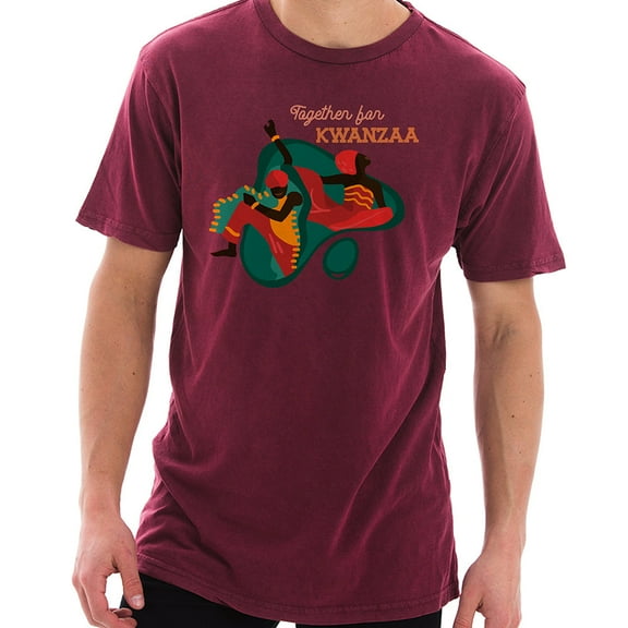 Big Size Dancing Together For Kwanzaa Graphic Design Unisex Ring Spun Cotton Vintage Short Sleeve Crewneck Tee Shirt - Vintage Brick XL