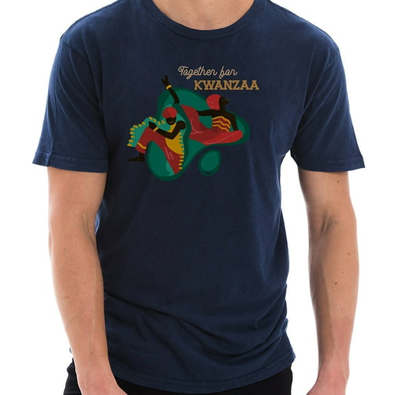 Big Size Dancing Together For Kwanzaa Graphic Design Unisex Ring Spun Cotton Vintage Short Sleeve Crewneck Tee Shirt - Vintage Denim XL