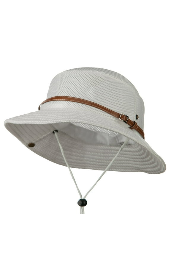 Big Size Deluxe Mesh Bucket Hat - White 2XL